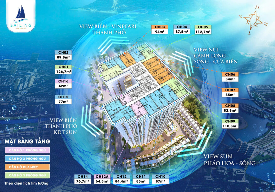 Mặt bằng Sailing Nha Trang theo hướng không giá